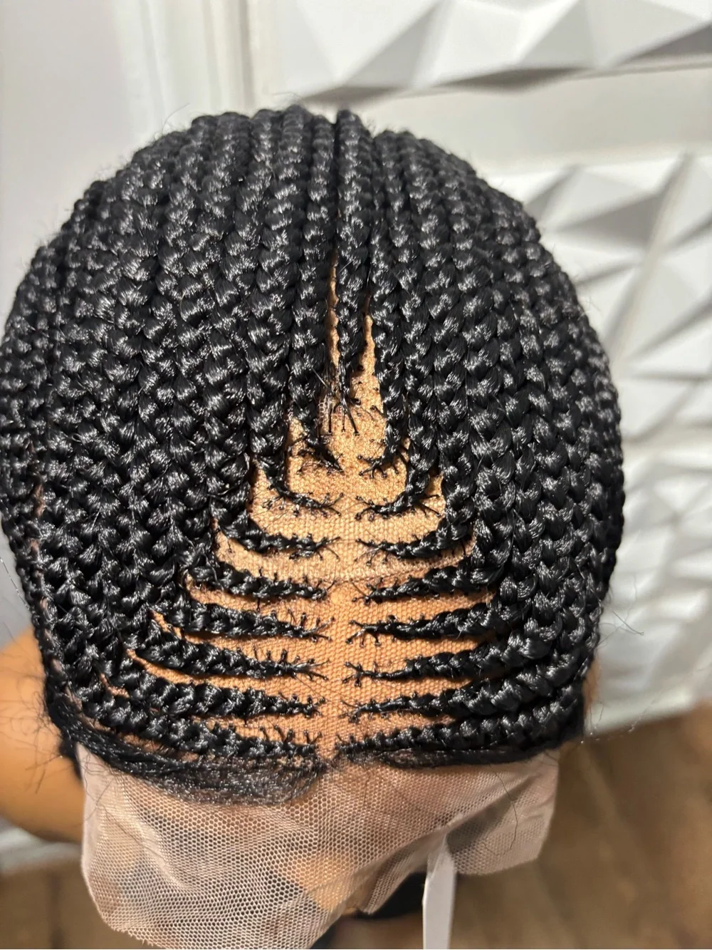 Short Handmade Cornrow Braided Wig with Curly Ends | Full Lace Braided Wig